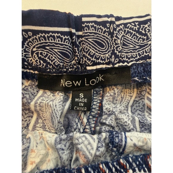 New Look Navy Blue Rust Paisley Geometric Boho Shorts Small NWT - Picture 4 of 7